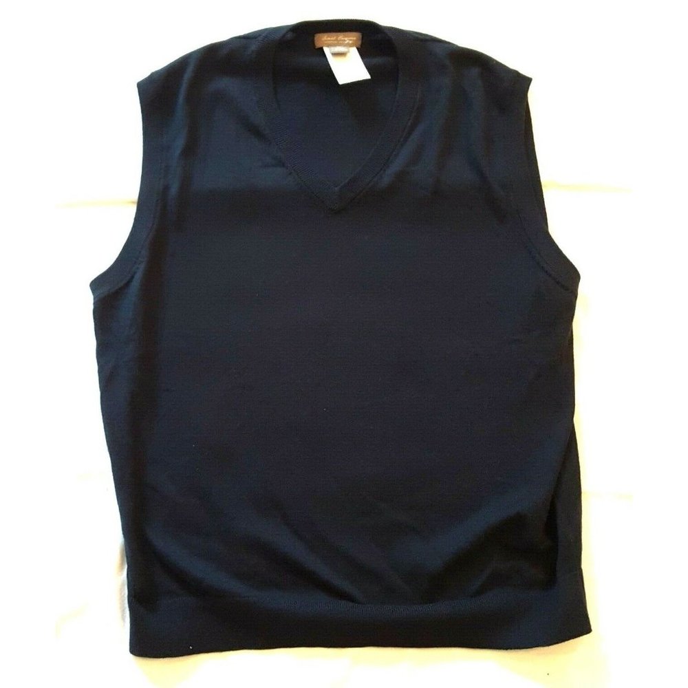 Daniel Cremieux XL Navy Blue V Neck Sweater Vest Supima Cotton Signature Collect